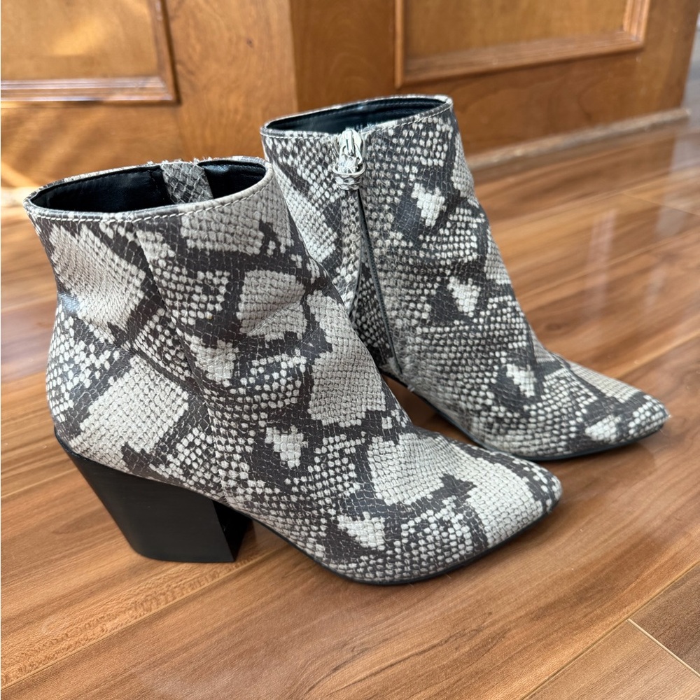 Dolce Vita Gray Snakeskin Ankle Booties